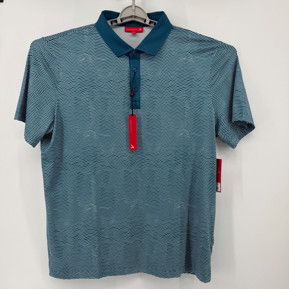 Redvanly Isola Polo Shirt Mens XL Corsair Teal Chevron Zigzag Golf R2383 NEW - Picture 13 of 15